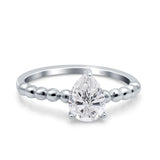 Pear Teardrop Natural Stone Solitaire Ring