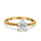 Pear Teardrop Natural Stone Solitaire Ring