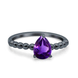 Pear Teardrop Natural Stone Solitaire Ring