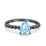 Pear Teardrop Natural Stone Solitaire Ring