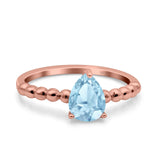 Pear Teardrop Natural Stone Solitaire Ring