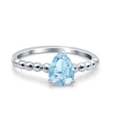 Pear Teardrop Natural Stone Solitaire Ring