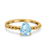Pear Teardrop Natural Stone Solitaire Ring