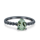 Pear Teardrop Natural Stone Solitaire Ring