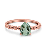 Pear Teardrop Natural Stone Solitaire Ring