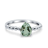 Pear Teardrop Natural Stone Solitaire Ring