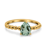 Pear Teardrop Natural Stone Solitaire Ring