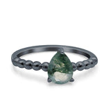 Pear Teardrop Natural Stone Solitaire Ring