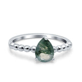 Pear Teardrop Natural Stone Solitaire Ring