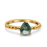 Pear Teardrop Natural Stone Solitaire Ring