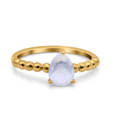Pear Teardrop Natural Stone Solitaire Ring