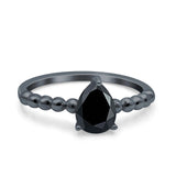 Pear Teardrop Natural Stone Solitaire Ring