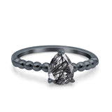 Pear Teardrop Natural Stone Solitaire Ring