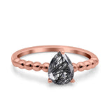 Pear Teardrop Natural Stone Solitaire Ring