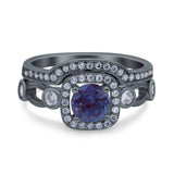 Two Piece Round Natural Stone Ring