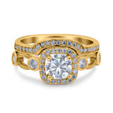 Two Piece Round Natural Stone Ring