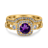 Two Piece Round Natural Stone Ring