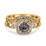 Two Piece Round Natural Stone Ring