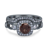 Two Piece Round Natural Stone Ring