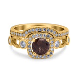 Two Piece Round Natural Stone Ring