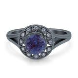 Art Deco Round Natural Stone Floral Ring