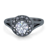 Art Deco Round Natural Stone Floral Ring