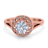 Art Deco Round Natural Stone Floral Ring