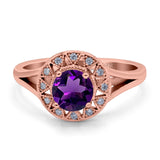 Art Deco Round Natural Stone Floral Ring