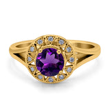 Art Deco Round Natural Stone Floral Ring