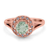 Art Deco Round Natural Stone Floral Ring