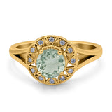 Art Deco Round Natural Stone Floral Ring