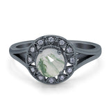 Art Deco Round Natural Stone Floral Ring