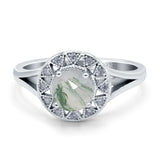 Art Deco Round Natural Stone Floral Ring