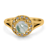 Art Deco Round Natural Stone Floral Ring