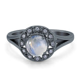 Art Deco Round Natural Stone Floral Ring