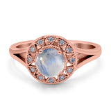 Art Deco Round Natural Stone Floral Ring