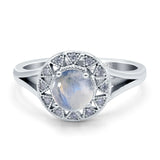 Art Deco Round Natural Stone Floral Ring