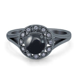 Art Deco Round Natural Stone Floral Ring