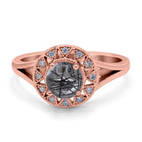 Art Deco Round Natural Stone Floral Ring