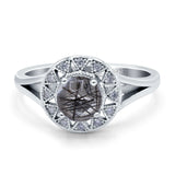 Art Deco Round Natural Stone Floral Ring