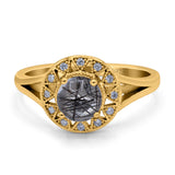 Art Deco Round Natural Stone Floral Ring