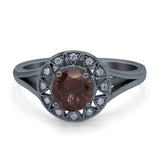 Art Deco Round Natural Stone Floral Ring