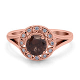 Art Deco Round Natural Stone Floral Ring