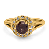 Art Deco Round Natural Stone Floral Ring