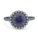 Floral Art Deco Round Natural Stone Ring