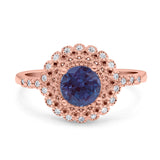 Floral Art Deco Round Natural Stone Ring