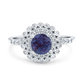 Floral Art Deco Round Natural Stone Ring