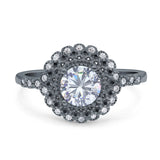 Floral Art Deco Round Natural Stone Ring