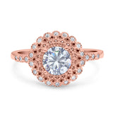 Floral Art Deco Round Natural Stone Ring