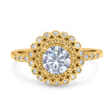 Floral Art Deco Round Natural Stone Ring